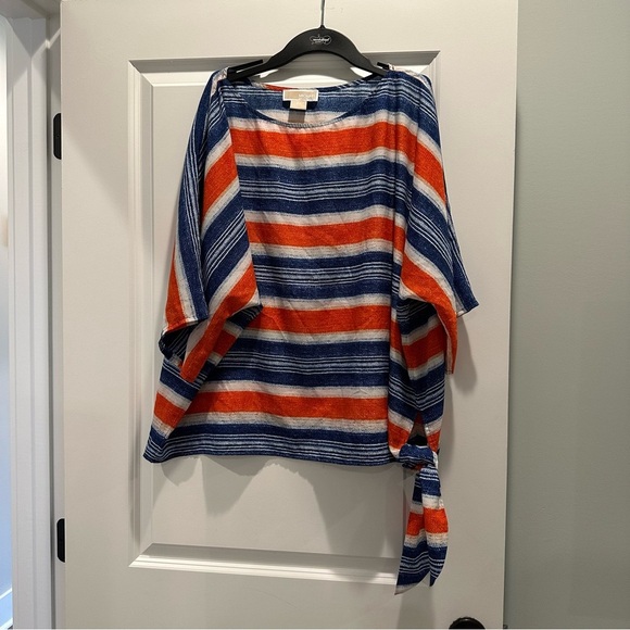 Michael Kors Blue and Orange Striped Blouse - Picture 1 of 5
